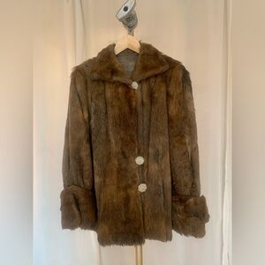 Brown real Fur Coat